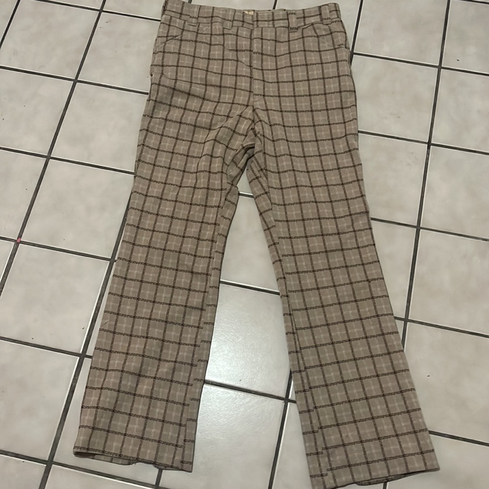 Vintage Plaid Brown Pants